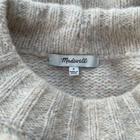 Madewell Oatmeal Bobble Knit Sweater Small Wool Blend Crewneck boho - Picture 2 of 6